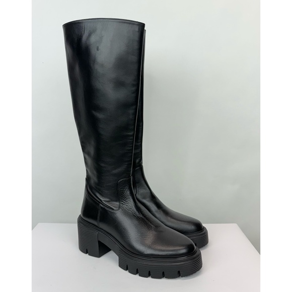 New Stuart Weitzman Soho Knee High Boot Black Leather Sz 7 - Picture 3 of 16